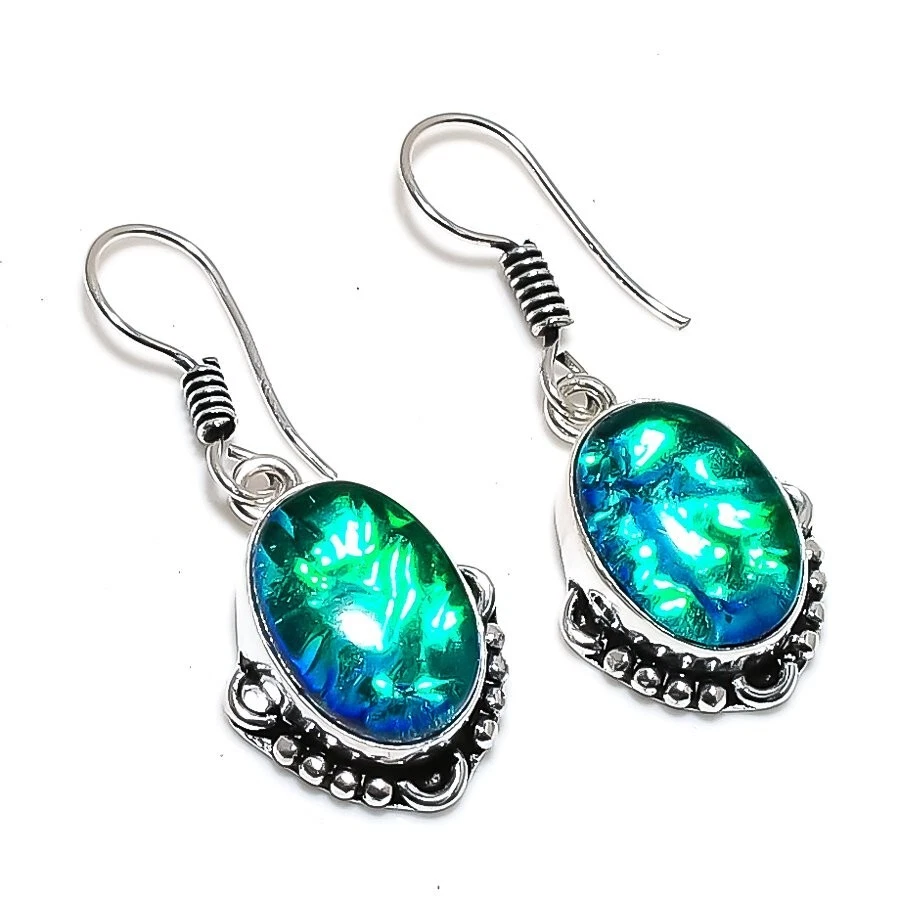Triplet Opal Gemstone Handmade 925 Sterling silver Jewelry Earing Size 1.30'' - Image 1 of 1