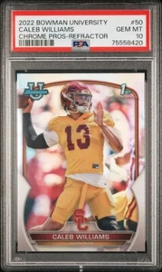 2022 Bowman University Chrome Prospects Caleb Williams Ref #50 1st Bowman PSA 10 - Bild 1 von 2