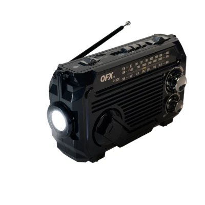 QFX R-30C солнечной и аварийной рукоятки перезаряжаемый радио + Bluetooth + USB/SD/LED - Изображение 1 из 2