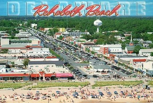 Aerial View of Rehoboth Beach Delaware, Shopping District Water Tower - Postcard - Picture 1 of 2