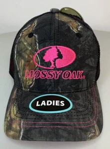 MOSSY OAK LADIES CAMO PRINT HUNTING HAT CAP MESH-BACK PINK LOGO WOMANS GIRLS NWT - Picture 1 of 7
