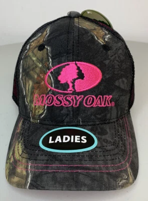 MOSSY OAK LADIES CAMO PRINT HUNTING HAT CAP MESH-BACK PINK LOGO WOMANS GIRLS NWT - Image 1 of 4
