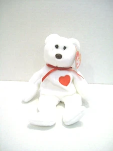 TY Beanie Baby VALENTINO BEAR with 2 tag errors Beanbag Plush Stuffed Toy - Picture 1 of 9