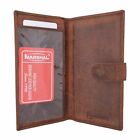 Vintage Genuine Leather Rfid Blocking Simple Checkbook Cover with Snap Closure