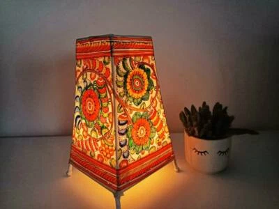 Hippie Blume Stehlampe Neuheit Pfau HANDBEMALT Floral Lampenschirm - Bild 1 von 4