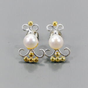 Handmade Pearl Earrings Silver 925 Sterling   /E59758