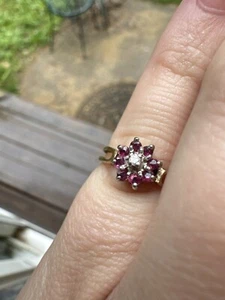Anillo Tulipán Rojo Rosa 10 K Vintage Talla Aprox 4.5 10k Estate - Imagen 1 de 12