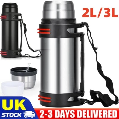 2L/3L Thermos Flask Stainless Unbreakable Vacuum Handle Drinks Bottle Leak-Proof