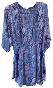 Floreat Anthropologie Zahara Sheer Snake Print Peasant Dress L Lined Long Sleeve - Picture 1 of 11