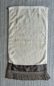 Croscill Home Small Cream Brown Finger Tip Hand Towel Fringed Cotton Bathroom - Picture 1 of 7