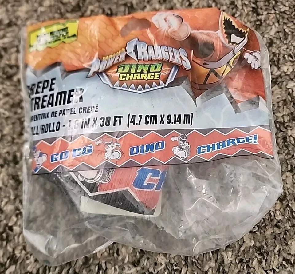 Transmisor de papel crepé Power Rangers Dino Charge 30 pies fiesta de cumpleaños Foto 1 de 4