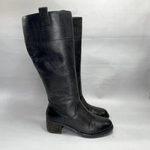 Tara M Didi Boots Women's Size 7.5 Black Leather Stacked Heel Knee High Boots - Picture 1 of 16