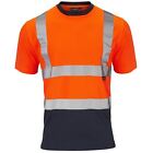 Hi-Vis Bird Eye T Shirt Short Sleeve Two Tone Orange/Navy Sizes S-4XL