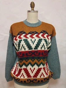 Women's Sweater In Multi Colors Crew Neck Size M - Picture 1 of 4