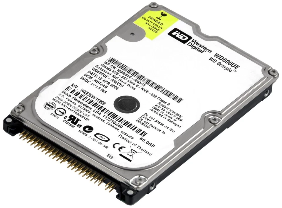 Disco Rigido WD Scorpio WD600UE 60GB 5400U/Min 2MB Cache Ata Ide 2.5'' Pollici - Immagine 1 di 3