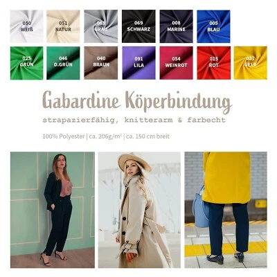 Gabardine Köper Stoff Meterware uni - Twillstoff, Hosenstoff, Taschen *Ab 50cm - Bild 1 von 4
