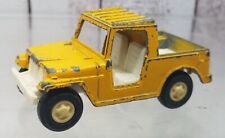 Vintage Tootsie Toy Die Cast Metal Yellow Jeep 3.5” Long Jeepster Truck
