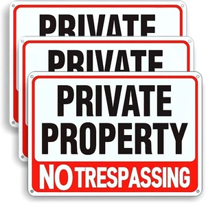 3 Pack Large Private Property No Trespassing Sign 8X12 Inch Rust Free Aluminum - Picture 1 of 7