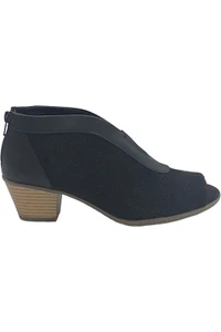Earth Origins Nubuck Peep-Toe Booties Carden Black - Picture 1 of 4