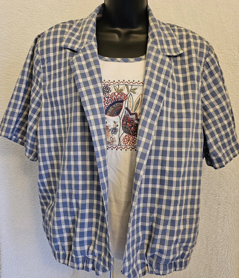 Alfred Dunner Womens Shirt Top Blouse Size L Large Multicolor Floral Plaid - Image 1 of 4