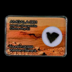 Mars Rock Martian Meteorite Amgala 001 Shergottite Olivine-Phyric Display - Picture 1 of 5
