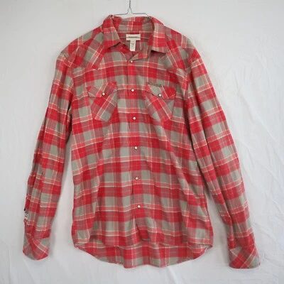 Camisa Diesel Masculina XL Western Cowboy Rodeio Pérola Snap Xadrez Vermelho Manga Longa - Imagem 1 de 4