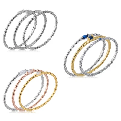 Tris di Anelli Donna MORELLATO 1930 Argento 925% Gold Rosè 3 Misure Pietra Blu