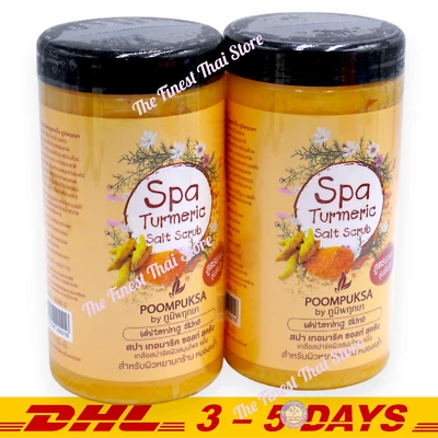 Exfoliante de sal de cúrcuma Poompuksa Spa exfoliante de sal corporal tamaño grande 600 g x 2 Foto 1 de 2