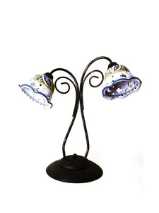 GROSSES LICHT MIT 2 LICHTERN SCHMIEDEEISEN SAMMLUNG KERAMIK STERN - Bild 1 von 2