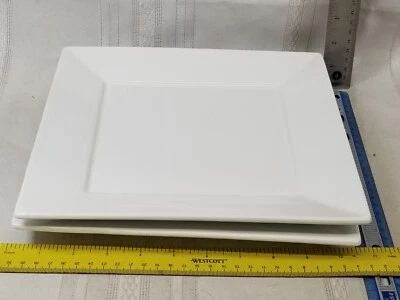 Fitz and Floyd Everyday White Porcelain 10" Square Dinner Plate - Set of 2 - Image 1 of 3