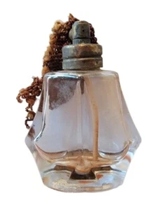 Bottiglia atomizzatore vetro trasparente profumo vintage anni '30 tappo ottone vecchio decorativo MCM - Foto 1 di 6