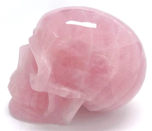 Calavera de cristal tallada de cuarzo rosa natural de 5,4"", cristal curativo, súper realista - Imagen 1 de 9