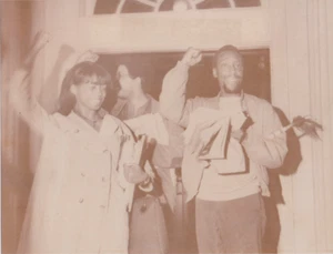 1968 foto stampa leader studente nero James Turner guida la protesta a Northwestern - Foto 1 di 2
