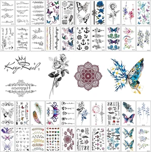 40 Sheets Beautiful Realistic Temporary Tattoos Fake Tattoo for Adult Women W... - Picture 1 of 6