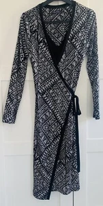 M&S Collection Wrap Dress Geometric Print Long Sleeve ~ Size UK 8 - Picture 1 of 8