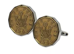 1941 Thrupenny Münzen in Silberfassung Herren Geburtsjahr Geschenk von MANSCHETTENKNÖPFE DIRECT - Bild 1 von 9