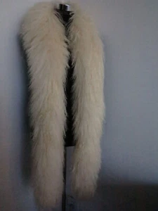 100% real Mongolian lamb fur scarf/fur collar/ fur neck wraps/ beige cape 200cm - Picture 1 of 3