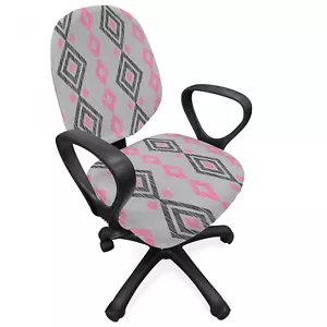 Ikat Office Chair Slipcover Bohemian Funky Rhombus Pattern - Picture 1 of 6