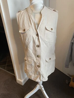 Chaleco chaleco para mujer beige lino crema cuello en V de Orvis talla S 6-8 Foto 1 de 4