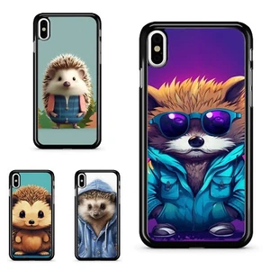 hedgehog candy color For Google Motorola Moto Apple iPhone Hard Black Case - Picture 1 of 25