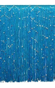 Décopro 12" Pailletten Kette Fransenborte, türkisblau [Meterware] - Bild 1 von 1