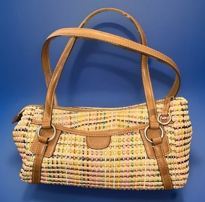 Fossil Pequeño Multicolor Tejido Yute Bolso de Mano Cartera Bolso sin asas Bolso de mano Y2K Foto 1 de 4