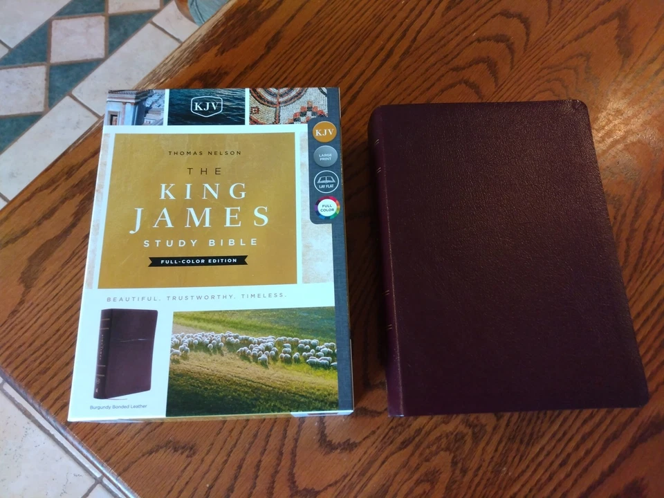 King James Study KJV Bible Bonded Leather Burgundy LARGE PRINT~Retail~99.99 - Image 1 of 4
