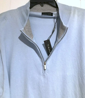 NUEVO CON ETIQUETAS TAHARI 1/4 Cremallera Suéter Rendimiento Pullover Azul Marítimo Manga Larga MEDIANO Foto 1 de 4