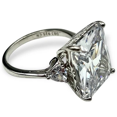 Sterling Silver 3 AAA CZ Ring Sz 6 DBJ Bangkok Ratnaraj Thailand - Image 1 of 4