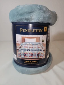 Pendleton Aqua Blue Sherpa Fleece Twin Blanket 66"x92". New - Picture 1 of 6