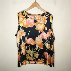 Caroline Rose geblümt 100 % Seide Top Größe 3X Damen ärmellos pfirsichrosa - Bild 1 von 11