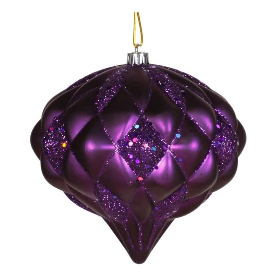 Vickerman Plastic Diamond Onion Christmas Ornament in Matte/Glitter Purple - Изображение 1 из 1