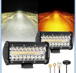 AUXBEAM 7'' 300W LED Work Light Strobe Off Road Driving Pods Fog Lamps 6 Modes - Picture 1 of 7