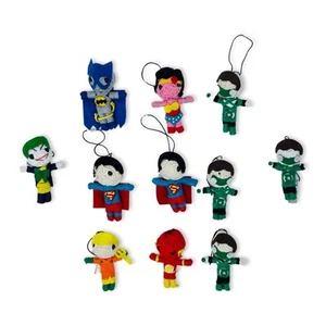 DC Superhero String Doll Keychain Bundle (11 pcs) – 3" Party Favors NWOT - Picture 1 of 8